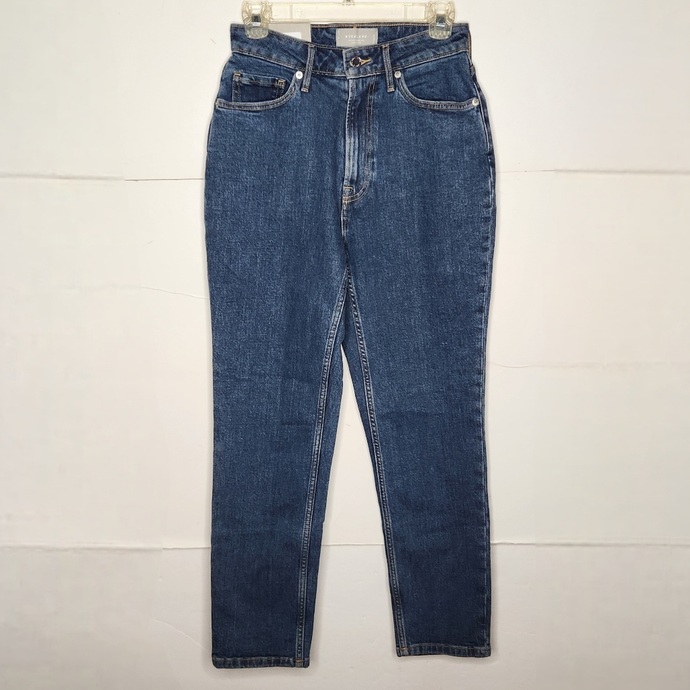 Everlane Curvy Cheeky Jeans Womens Size 27R FITS 26×27.5 Blue Mom Organic NEW